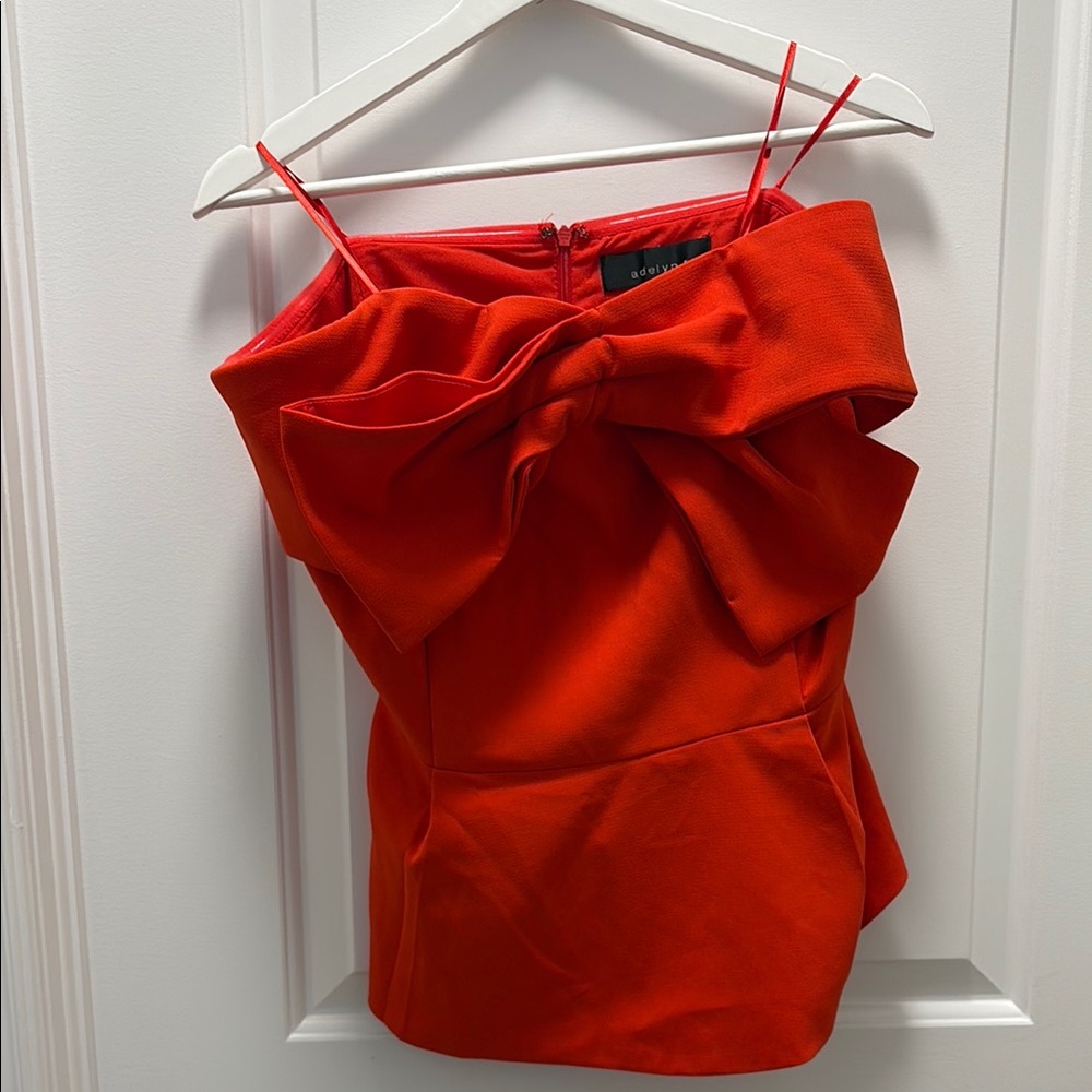 Orange Anthropology  Adelyn Rae Bow Strapless  Peplum Top NWOT Never Worn